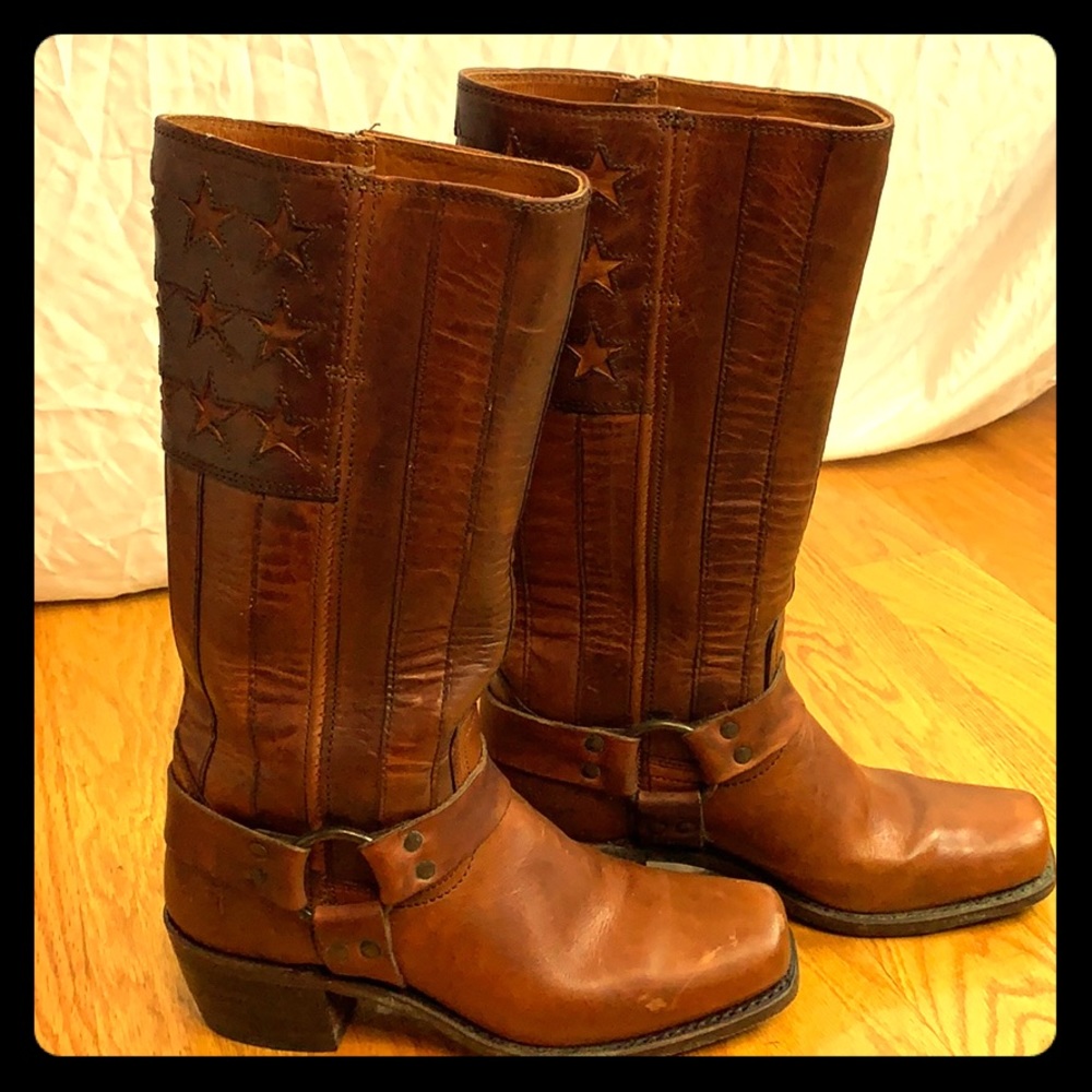 Frye 7.5 American Flag Leather Boots